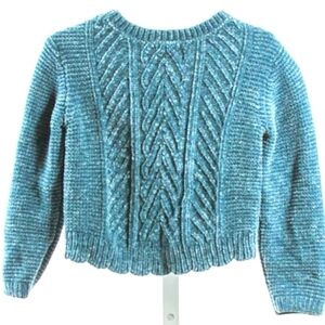 Tommy Bahama Cable Knit Sweater Chunky Chenille Long Sleeves Blue Girls Medium